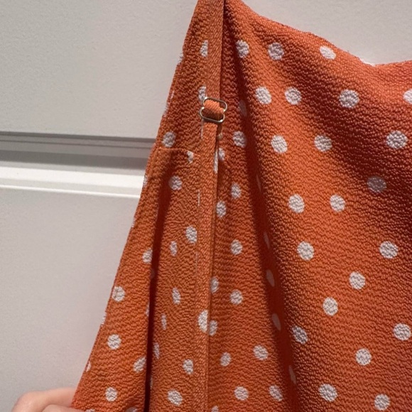 Sage the Label Orange & White Polka Dot Wide Leg Sleeveless Jumpsuit Size Medium - Picture 9 of 10